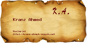 Kranz Ahmed névjegykártya